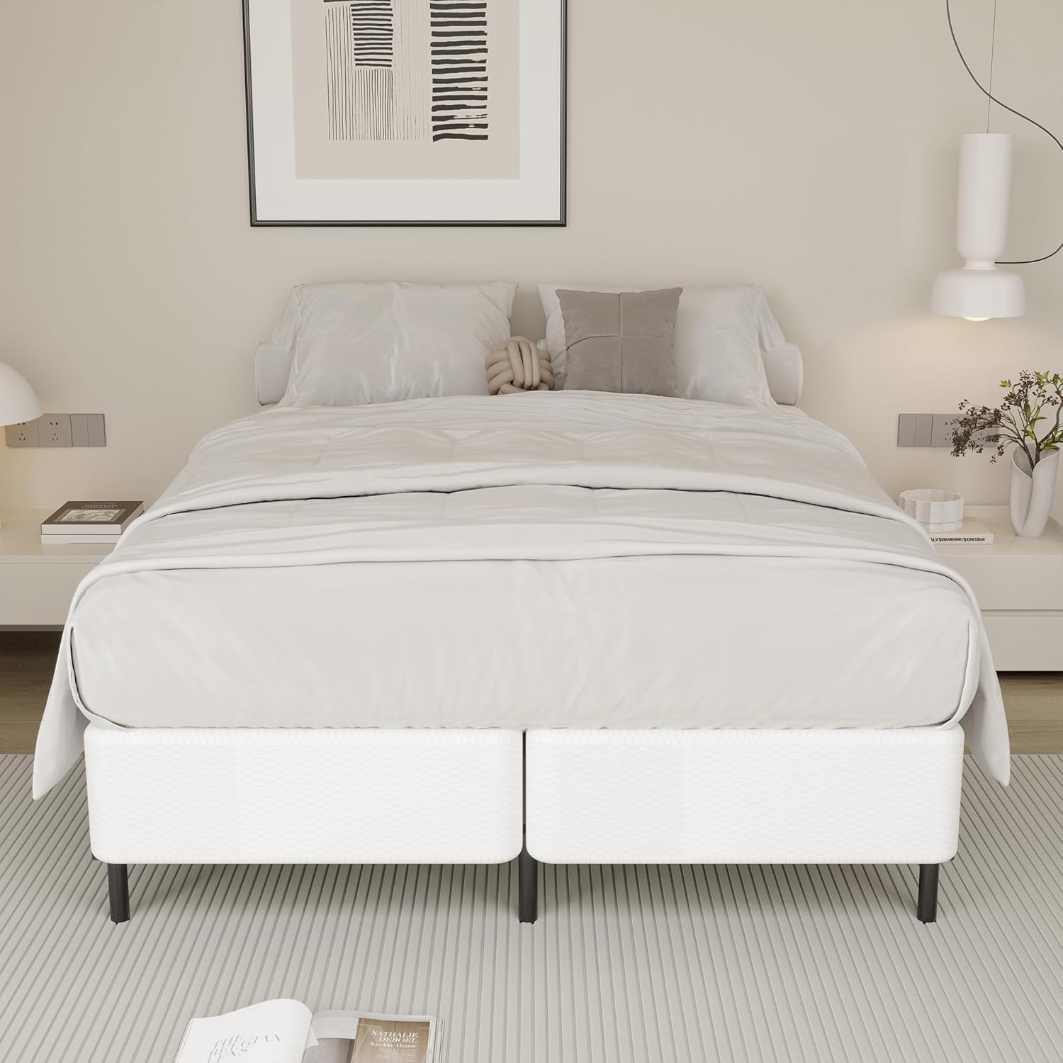 9 Inch Split Queen Box Spirng High Proflie Metal Box Spring for Queen Bed with Fabric Cover,Heavy Duty, Mattress Foundation, Easy Assembly, Noise Free