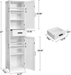 usikey 67'' Tall Bathroom Cabinet, Storage Cabinet with 4 Shelves & 2 Doors, Narrow Storage Cabinets for Bathroom, Living Room, Home Office, White