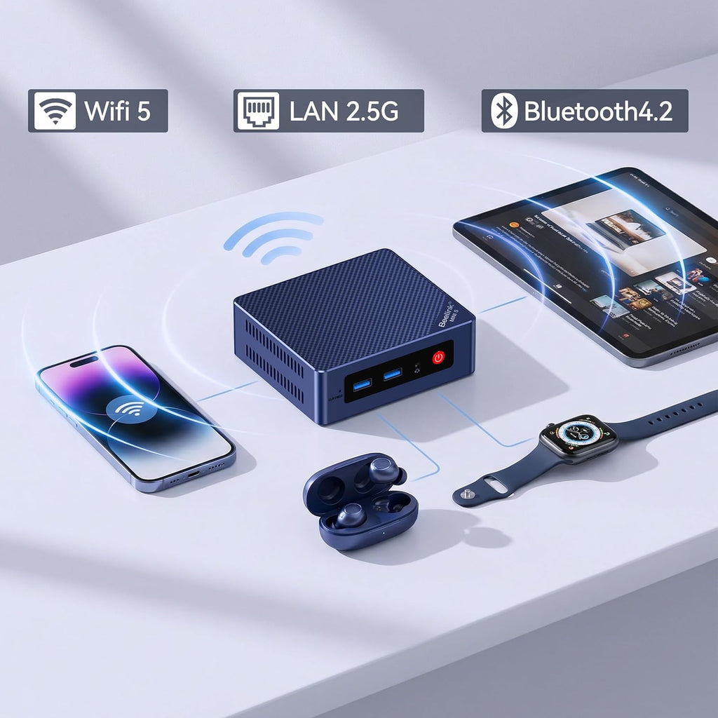 Beelink Mini PC Mini S12 N95 Intel Alder Lake-N95 (up to 3.4GHz) 12GB LPDDR5 500GB SATA3 SSD Mini Desktop Computer  Support 4K@60Hz Dual HDMI Display  2.5G LAN/USB3.2/Low-Power Home/Office Micro PC