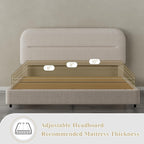HOMBCK Queen Bed Frame with Headboard, Boucle Upholstered Soft Platform Bed Frame with Thickened Footboard, Rounded Corners Design, No Box Spring Required, Easy Assembly, Cream