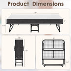 75" x 31" Folding Bed with Mattress for Adults, Rollaway Bed with Mattress, Foldable Bed with 5" Memory Foam Mattress, Space-Saving Sturdy Metal Frame for Bedroom & Office
