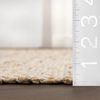 nuLOOM 9x12 Elfriede Jute & Cotton Hand Woven Area Rug, Natural, Solid Rustic Farmhouse Style, Weaved Design, Natural Fiber, For Bedroom, Living Room, Dining Room, Hallway, Office, Entryway
