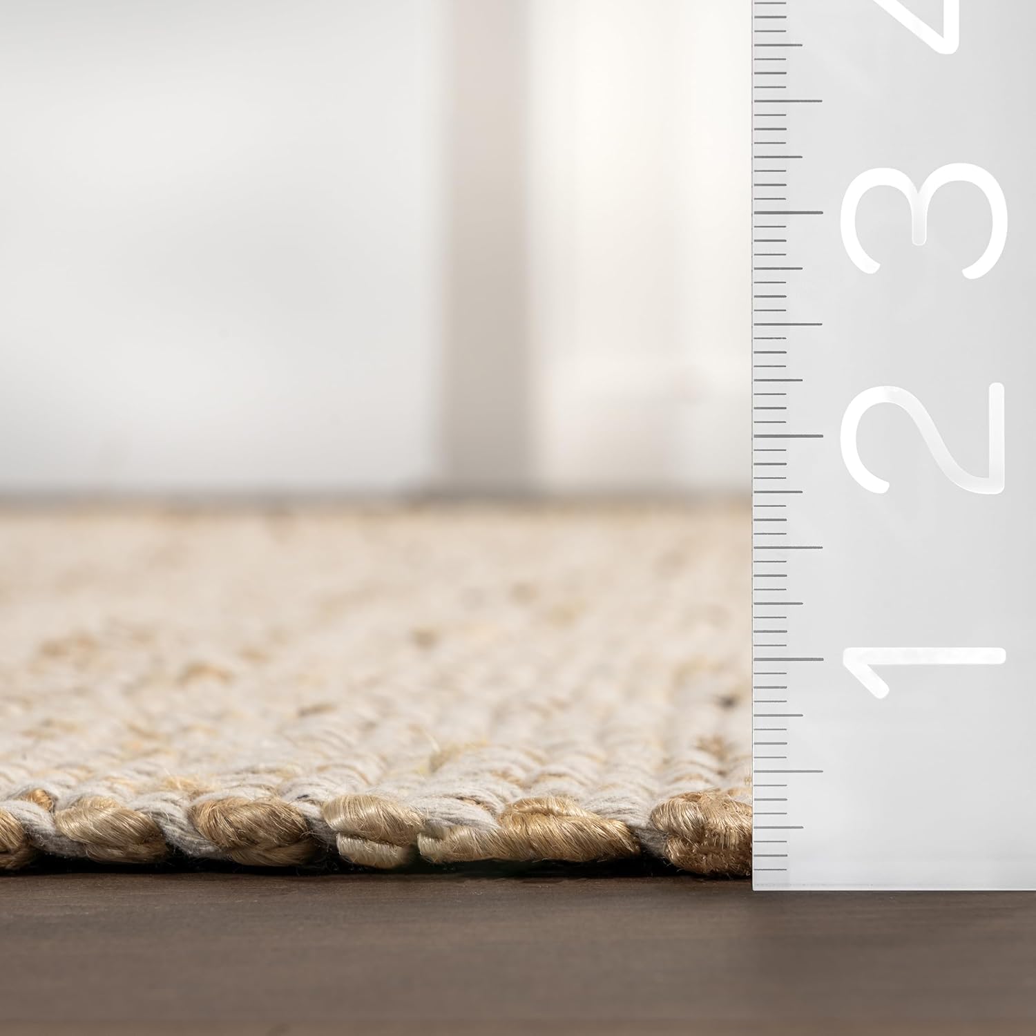 nuLOOM 7'6" x 9'6" Elfriede Jute & Cotton Hand Woven Area Rug, Natural, Solid Rustic Farmhouse Style, Weaved Design, Natural Fiber, For Bedroom, Living Room, Dining Room, Hallway, Office, Entryway