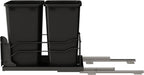 Rev-A-Shelf Steel Double Pullout Waste Container with Soft-Close, 35 Quart, Black - Sliding Garbage Bin System with Dual Trash Can for 18" Home Kitchen Base Cabinet, 53WC-1835SCDM-218