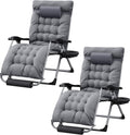 Homall Oversized Zero Gravity Chair, Set of 2 Recliner Lounge Chair with Removable Soft Cushion and Cup Holder, Adjustable Anti Gravity Chair Folding Patio Chairs Padded for Indoor and Outdoor (Gray)