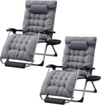 Homall Oversized Zero Gravity Chair, Set of 2 Recliner Lounge Chair with Removable Soft Cushion and Cup Holder, Adjustable Anti Gravity Chair Folding Patio Chairs Padded for Indoor and Outdoor (Gray)