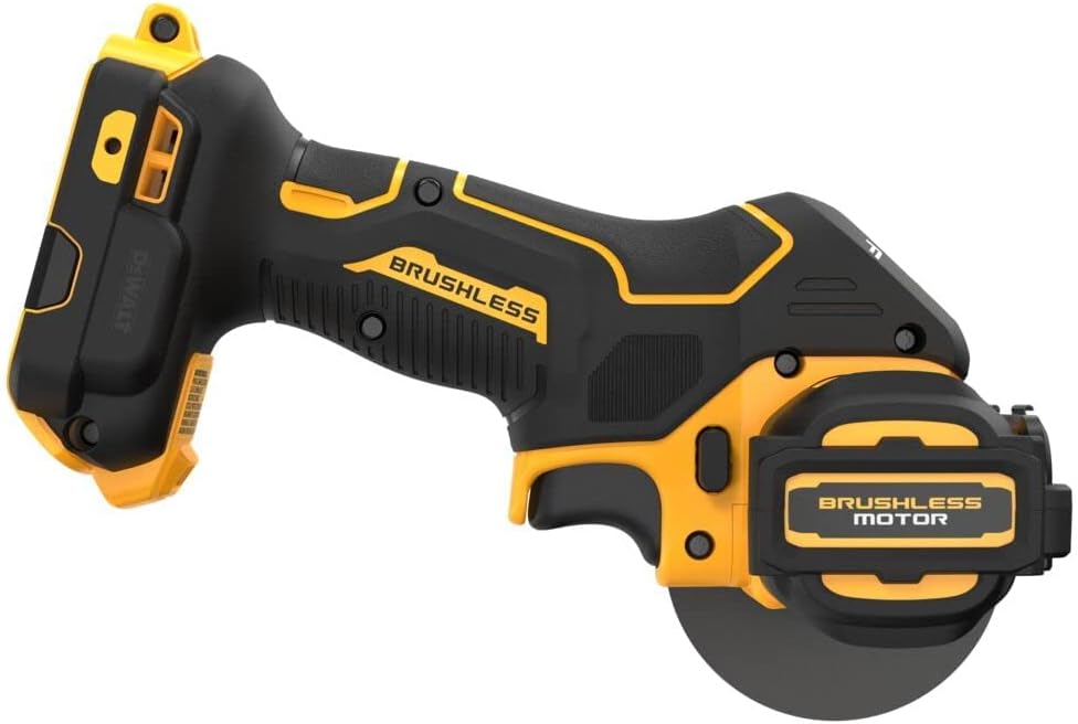 DEWALT 20V MAX* XR Brushless 3 in. Cordless Cut-Off Tool (Renewed) - Includes DCS438 Tool, Dust Shroud, Abrasive & Diamond Wheels, Arbor Adapter Ring, Hex Wrench