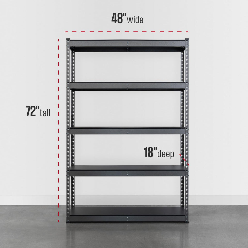 SafeRacks Modular Garage Shelving - 5 Tier Storage Shelves, Tall Metal Rack Shelves for Storage, Heavy Duty Steel Shelf Organizer for Garage, Or Kitchen Pantry (Hammertone, 18 x 48 x 72)