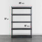 SafeRacks Modular Garage Shelving - 5 Tier Storage Shelves, Tall Metal Rack Shelves for Storage, Heavy Duty Steel Shelf Organizer for Garage, Or Kitchen Pantry (Hammertone, 18 x 48 x 72)