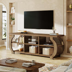 Tribesigns 63" TV Stand for 55/60/65/75-Inch TVs, Farmhouse Entertainment Center with Open Storage Shelves, Wooden Media TV Console for Living Room, Bedroom, Rustic Brown