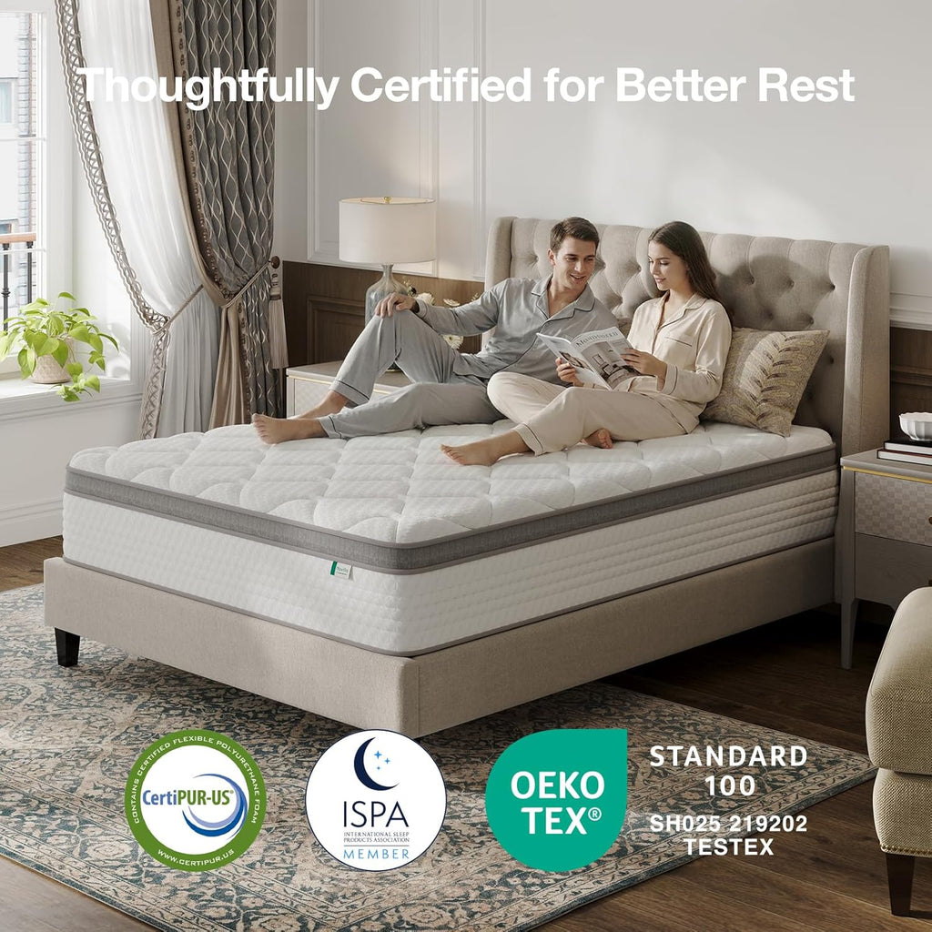 Novilla King Mattress 14 Inch, Hybrid Mattress in a Box with Individual Pocket Spring for Motion Isolation, Supportive & Pressure Relief, CertiPUR-US