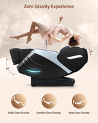 RELX Massage Chair Full Body, 15 Modes Zero Gravity SL-Track Shiatsu Massage Chair Built-in Heat System, Airbag Massage with Body Scan, Deep Yoga Stretch, Calfrest Extension and AI Control(Black)