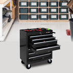7 Drawers Rolling Tool Cart on Wheels, Multifunctional Organizer Tool Chest Tool Case, Trolley Tool Storage Tool Box for Workshop,Garage,Repair Shop (7 Drawers 24.2" W×12.9" D×29.9" H-Black)
