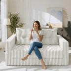 HABUTWAY Folding Sofa Bed, 2 in 1 Convertible Sleeper Chair with Pillow, Portable Fold Out Chair Bed with Armrest, Comfy Floor Couch, Lazy Sofa for Living Room Bedroom Dorm Home Office, Beige