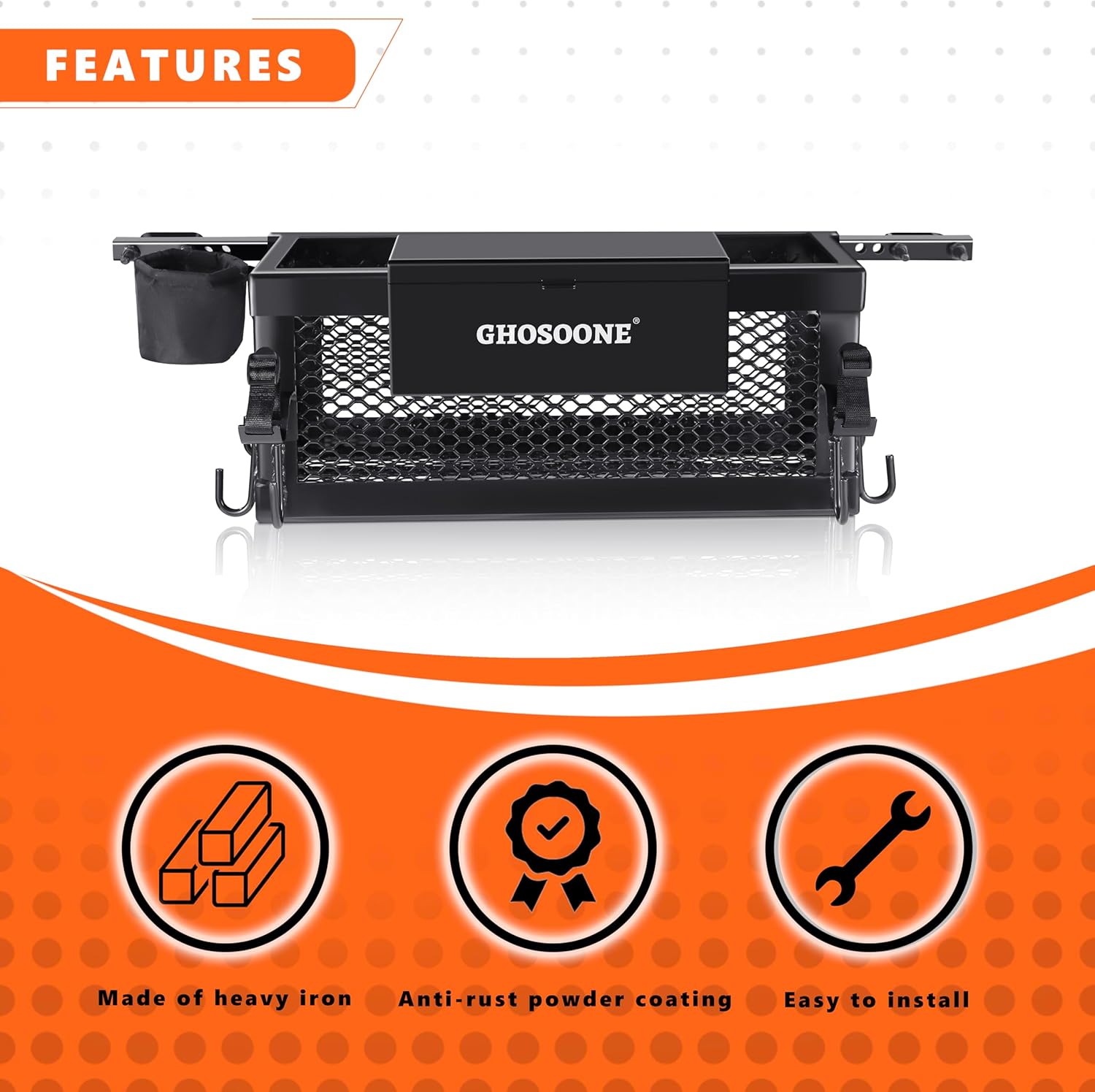 Heavy Duty Tractor Tool Box 24"x 10"x 10" Multi-Function Tractor Accessories, Suitable for Most Tractors and Zero Turn Mower