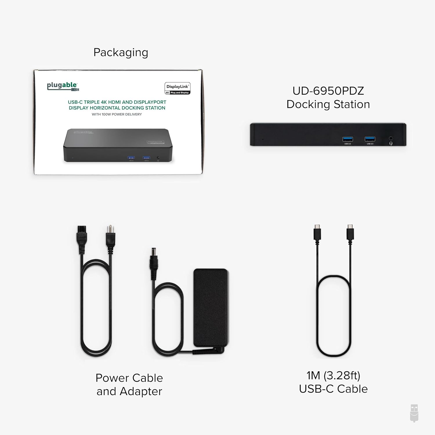Plugable 12-in-1 USB C Triple Monitor Docking Station  Triple 4K Displays with 3X HDMI or 3X DisplayPort  Compatible with Mac  Windows  Thunderbolt  USB4  USB-C (100W PD  6X USB Ports  Ethernet)