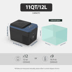 KI12 12 Volt Refrigerator,Portable Freezer,11 Quart(12L) Car Cooler,12V Car Fridge APP Control,12/24V DC 100-240V AC for Camping, Travel, Truck, RV, Boat -4℉~68℉