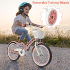 HONEY JOY Kids Bike, 12 14 16 18 20 Inch Toddler Bikes w/Training Wheels, Handbrake & Coaster Brake, Fully Enclosed Chain, Adjustable Handlebar & Seat, Kids Bicycle w/Basket, Girls Boys Bike 3-8