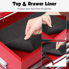 Winado 24" Metal Tool Box, Portable 5 Drawers Toolbox with Top Storage Tray, Carry Handle, Ball Bearing Runners, Lockable Tool Chest Cabinet for Garage, Warehouse, Repair Shop & Home, Red