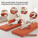 79” Convertible Sofa Bed, 35D High-Density Foam&Corduroy Fabric Sleeper Couch Bed, Fixed-Shape Frame & Removable Armrests,Modular Folding Small Loveseat Futo, Sectional Funto Couch for Small Spaces