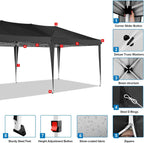 COBIZI Canopy 10x20 Pop Up Canopy Tent with 6 Sidewalls Outdoor Party Tent 10x20 Waterproof Commercial Instant Shelter UPF 50+ Portable Gazebo Wedding Tents for Parties Car Port Vender Events(Black