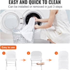 VEVOR Stretch Spandex Folding Chair Covers, Universal Fitted Chair Cover, Removable Washable Protective Slipcovers, for Wedding, Holiday, Banquet, Party, Celebration, Dining (100PCS White)