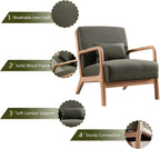 INZOY Mid-Century Modern Accent Chair Set of 2, Green Reading Armchair with Waist Cushion, Upholstered Living Room Chairs for Bedroom Sunroom