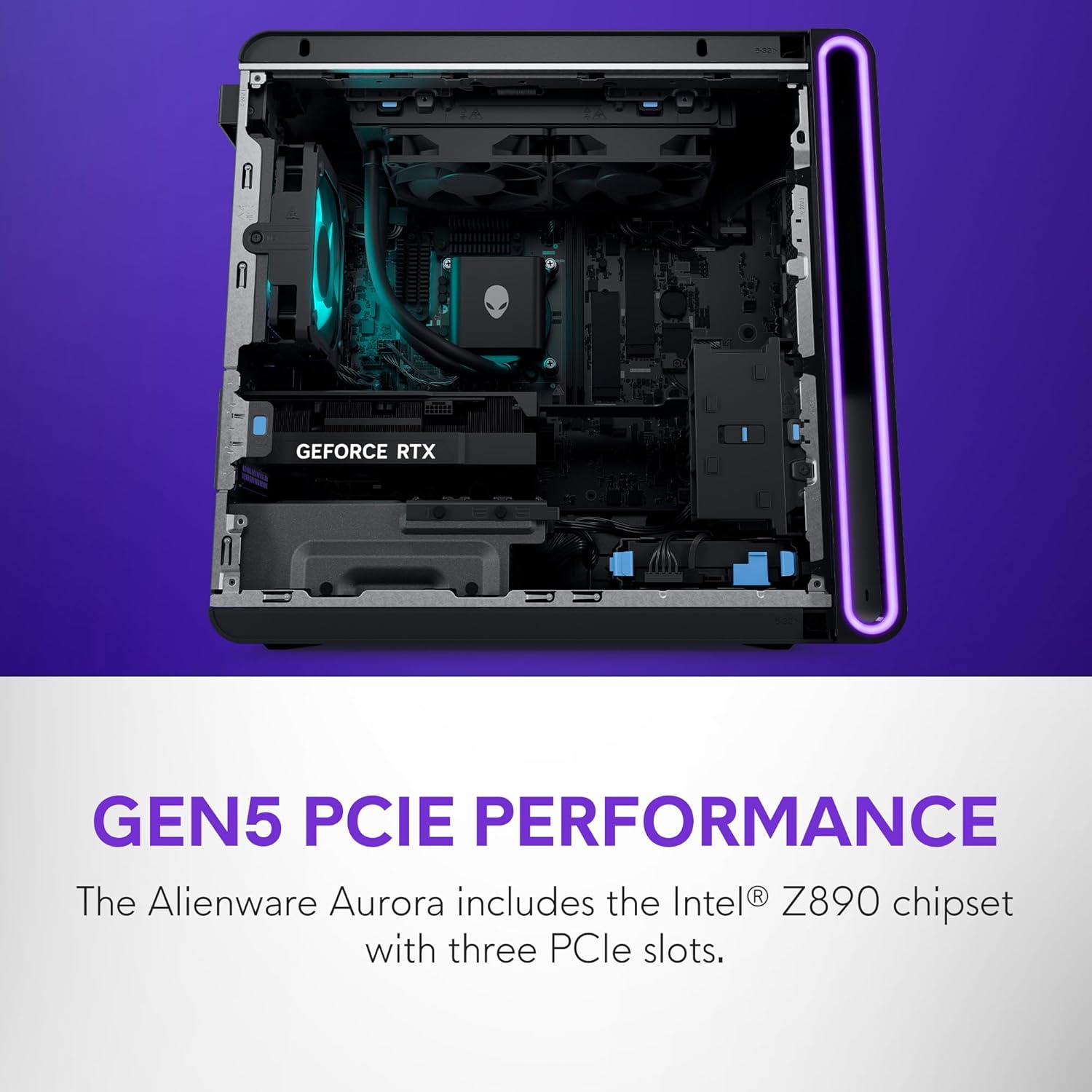 Alienware Aurora Gaming Desktop ACT1250 - Intel Core Ultra 9 285 Processor  Liquid Cooled  NVIDIA GeForce RTX 5080  32GB DDR5 RAM  1TB SSD  1000W Platinum Rated PSU  Windows 11 Home - Clear Panel