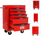 5 Drawers Tool Cart on Wheels, Multifunctional Rolling Tool Chest, Drawers Mobile Trolley Organizer Heavy Duty Tools Box with Locking Wheels & Ball Bearing Drawers (Red, 5 Drawers)