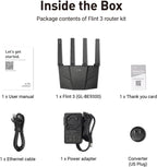 GL.iNet GL-BE9300 (Flint 3) Tri-Band WiFi 7 Router  High-Speed 6GHz Gaming WiFi Router for Wireless Internet  Long Range  5 x 2.5G VPN Routers for Fiber Optic Modem  Computer Routers  Home & Business