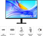 Samsung 32” ViewFinity S8 (S80UD) 4K UHD IPS HDR10 High Resolution Monitor  USB-C  Built-in Speakers  Ergonomic Stand  Built-in KVM Switch  Intelligent Eye Care  LS32D808UBNXGO  2025