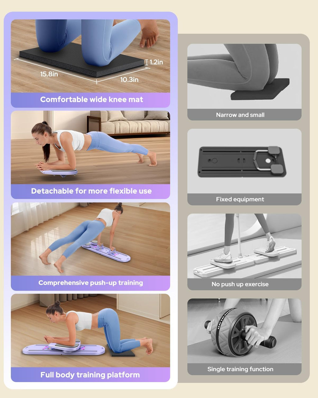 Pilates Board, Foldable Pilates Reformer Set 7 in 1 Multi-Purpose pilates equipment for Women Full Body Workouts at Home, Rayspace Portable Ab Core Trainer, Exercise Board with Timer & Resistance Band
