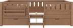 Bellemave Full Size Bed with Slats and Stairs, Full Size Platform Bed Frame with Fence, Bookshelf and Storage Drawers, Easy Assemble Beds for Kids, Girls, Boys, Natural