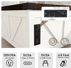 Farmhouse Lift Top Coffee Table with Storage, Wood Square Center Table with Charging Station&USB Port, Living Room Table w/Large Hidden Space, for Living Room, Bedroom, Home Office, White