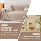 Waterproof Couch Covers for 4 Cushion, Non Slip Cat-Scratch Resistant Sofa Couch Covers for Dogs, L Shape Sectional Protectors Slipcovers, Large Furniture Covers for Pets, 91" x 150", Khaki