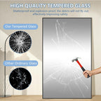 Large Mirror Full Length 72"X44", Oversized Floor Mirror with Stand, Black Free Standing Mirror Full Length for Gym Bedroom Living Room, Hanging or Wall Mounted, Shatterproof Tempered Glass