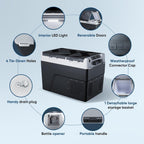 Feelfunn 12 Volt Refrigerator Car Fridge - 61QT(58L) Dual Zone Electric Cooler, Car Refrigerator -4℉~68℉, Portable Refrigerator 12/24V DC 100-240V AC, Portable Freezer for Travel Camping RV Home