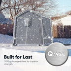 Quictent 6x8FT Garden Tool Shed Storage Shelter with Roll-Up Mesh Windows, Heavy Duty Portable Garage for Lawn Mower, Garden Tools Waterproof Storage Tent with Reinforced Frame, Sliver Gray