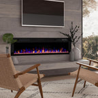 BOSSIN 72 inch Ultra-Thin Silence Linear Electric Fireplace, Recessed Wall Mounted Fireplace, Fit for 2 x 4 and 2 x 6 Stud, 12 Adjustable Flame Color & Speed,Touch Screen Remote Control with 8h Timer
