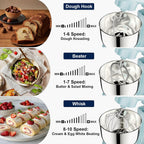 Camic Stand Mixer, 4.2QT+5.3QT Two bowls Electric Food Mixer, 10 Speeds with Digital setting 3-IN-1 Kitchen Mixer for Baking Cakes Cookie Bread Salad with Egg Whisk,Dough Hook,Flat Beater (Blue)