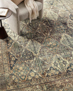 Loloi Magnolia Home by Joanna Gaines Banks Collection BAN-05 Spice/Blue 7'-6" x 9'-6", .13" Pile Height, Machine Washable, Area Rug