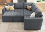 HONBAY Modular Sectional Sleeper Sofa with Pull Out Couch Bed, L Shaped Couch with Storage Seat, Sectional Couches for Living Room,Bluish Grey