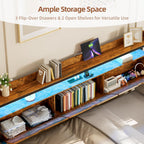 Betterhood Daybed with Trundle, Twin to King Bed Daybed Trundle Bed, Heavy Duty Metal Bed Frame with Storage Headboard & Charging Station, Day Bed Frame for Living Room Bedroom Guest Room (Daybed)
