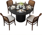 weselon 47 inch Round Dining Table for 4, Kitchen Table Dinner Table with 2-Layer Storage Shelf and Wood Slide Door for Home Dining Room Living Room (Black)