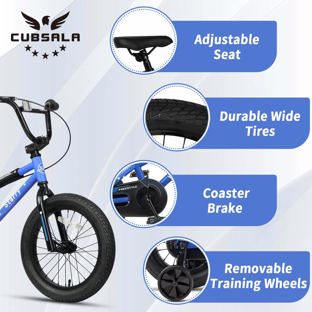 cubsala 12 14 16 18 Inch Kids Bike BMX Style Bicycle with Training Wheels Coaster Brake for 2-10 Years Old Toddlers Boys Girls Multiple Colors