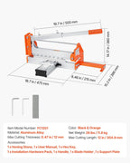 VEVOR 12 inch Vinyl Floor Cutter, 12mm Thick Laminate Flooring Cutter with Upgraded Labor-Saving Aluminum-Alloy Lever, Telescoping Support Plate, Cuts Certain Engineered Wood, LVT, VCT, SPC, LVP, WPC