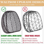 Double Hanging Swing Egg Chair with Stand, Hexagon Wicker Hammock Swing Chair for Outdoor Garden Patio, 2 Person Egg Chair with Foldable Loveseat Removable Cushions (Dark Grey)