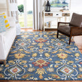 SAFAVIEH Blossom Collection Area Rug - 9' x 12', Navy & Multi, Handmade Wool, Ideal for High Traffic Areas in Living Room, Bedroom (BLM402A)