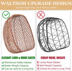 Double Swing Egg Chair with Stand, Hexagon Rattan Wicker Swing Chair Outdoor, Large 2 Person Patio Hanging Chair with Foldable Loveseat Removable Cushions (Beige)
