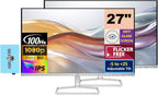 HP Series 5 527sf Monitor (Replaces Model M27h) 94F44AA#ABA w/Docztorm Dock  27" FHD IPS  2x HDMI  1x VGA  3-Sided Micro-Edge Bezel  Ideal for Home & Business  Black/Silver (2026 Latest Model  2 Pack)